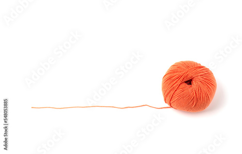 Ball of yarn on white background