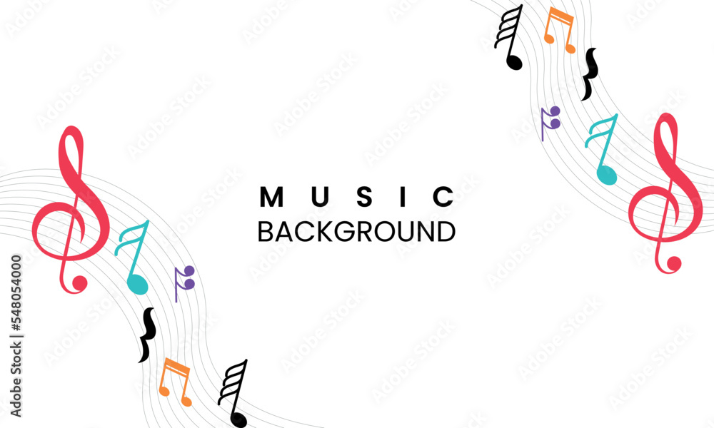 Notes music illustration background vector, music illustration - obrazy, fototapety, plakaty 