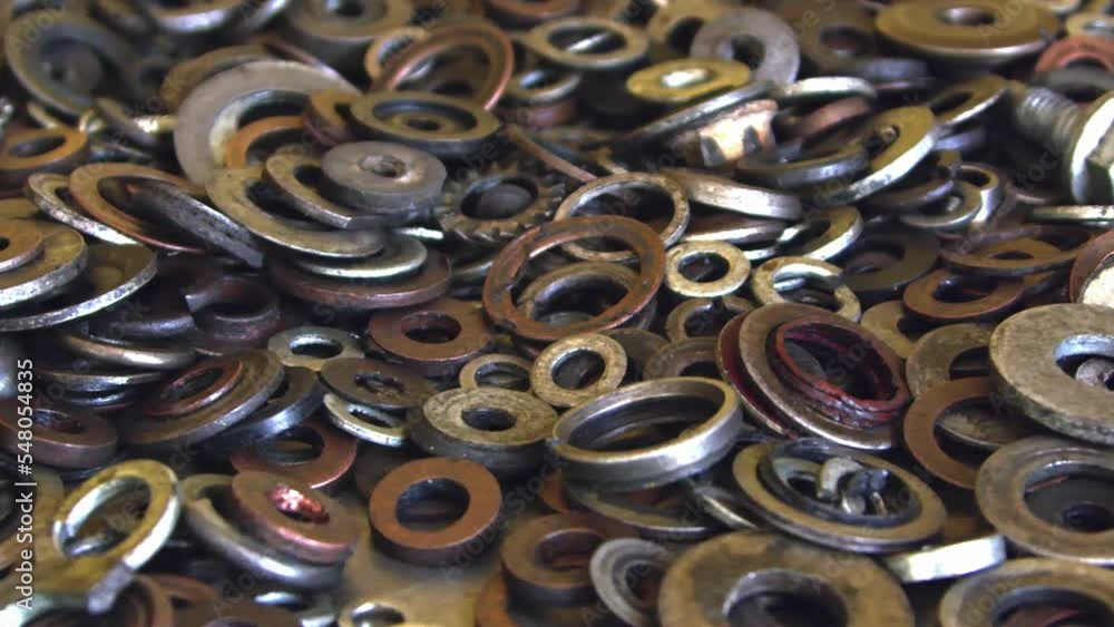 Old Rusty Industrial Screws Bolt and Nut Washers Footage. Old Rusty Industrial Screws Bolt and Nut Washers Footage.