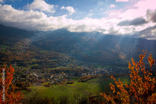 
Uriage les Bains, Isère, Rhône-Alpes, France, 20 11 2022 autumn landscape from the crests of Uriage, rural landscape, countryside landscape photo