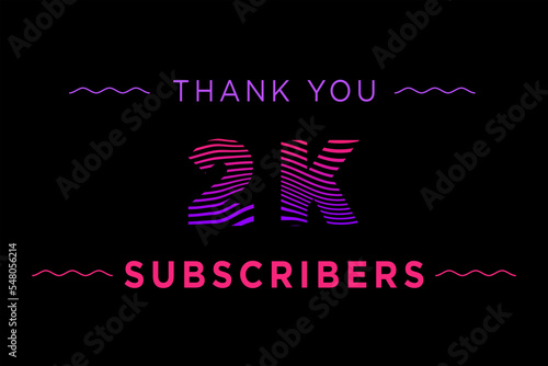 2 K subscribers celebration greeting banner with Waves Design