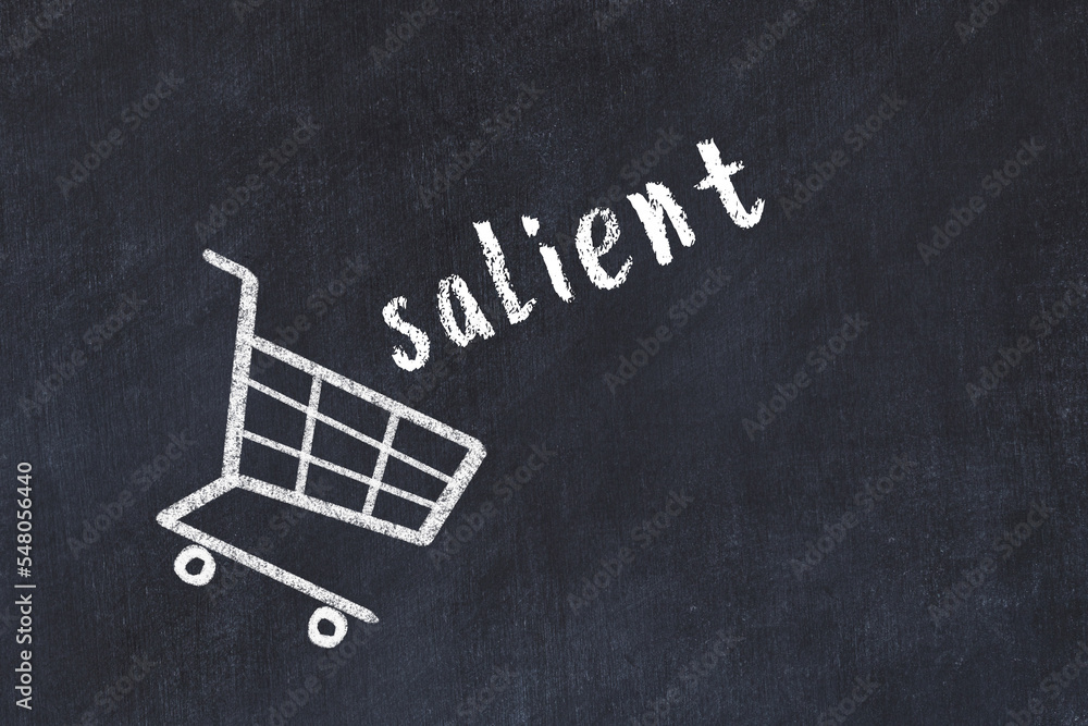 Ταπετσαρία Chalk drawing of shopping cart and word salient on black chalboard