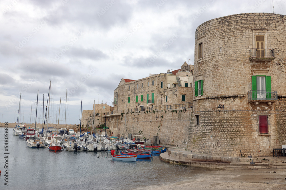 Boats in the Port of Giovinazzo, a picturesque town in Apulia region, southeastern Italy, Europe