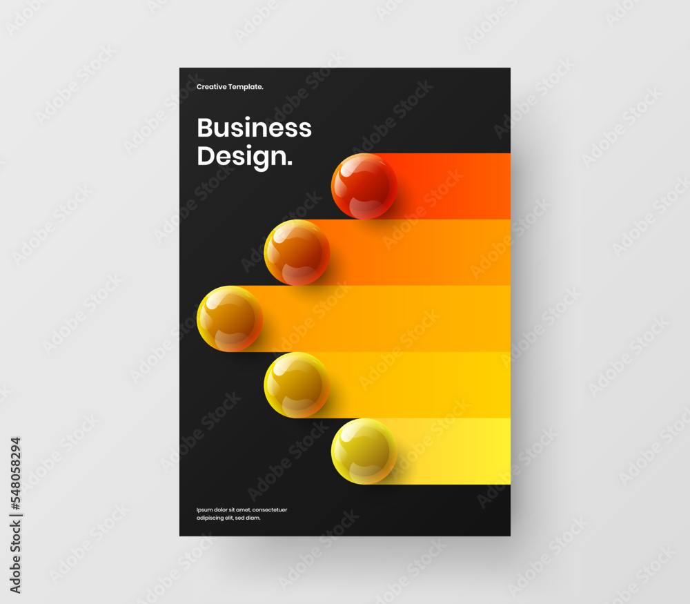 Minimalistic catalog cover vector design illustration. Trendy 3D spheres banner concept. Minimalistic catalog cover vector design illustration. Trendy 3D spheres banner concept.