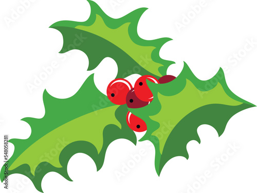 Illustration of Christmas Holly border  isolated