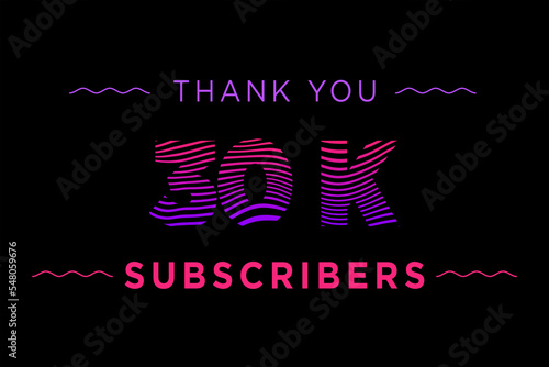 30 k subscribers celebration greeting banner with Waves Design