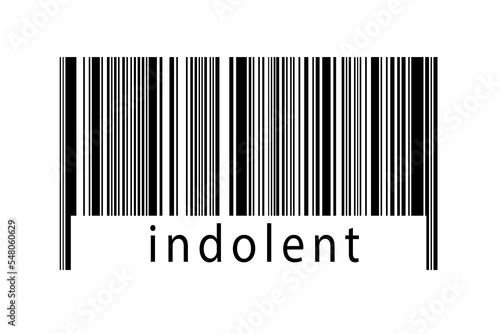 Barcode on white background with inscription indolent below photo