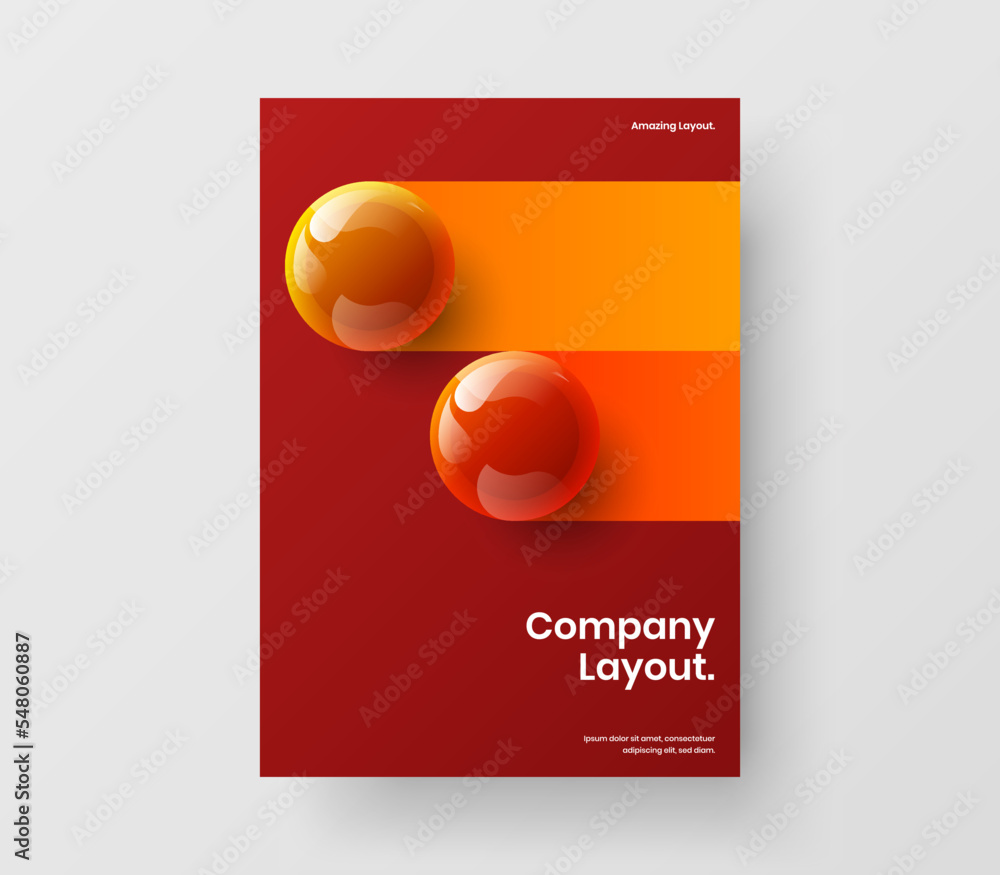 Clean 3D balls poster layout. Modern cover design vector template. Clean 3D balls poster layout. Modern cover design vector template.