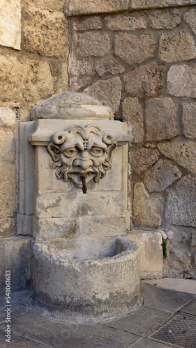 detail of the water fountain in the plaza clavel de cuenca