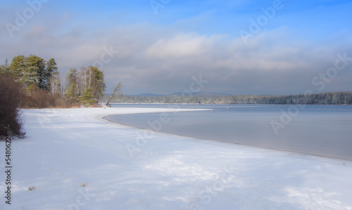 Canadian forest lake after the first snows of November. Province of Quebec © Gilles Rivest