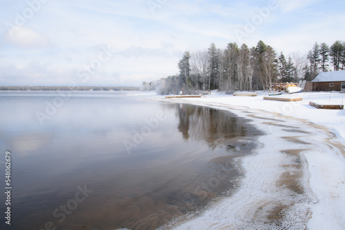 Canadian forest lake after the first snows of November. Province of Quebec © Gilles Rivest