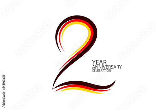 2 years anniversary celebration logotype colorful line vector, 2nd birthday logo, 2 number design, Banner template, logo number elements for invitation card, poster, t-shirt. graphic design