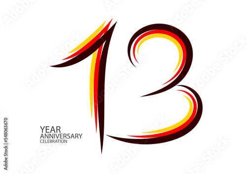 13 years anniversary celebration logotype colorful line vector, 13th birthday logo, 13 number design, Banner template, logo number elements for invitation card, poster, t-shirt. graphic design