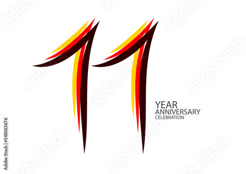 11 years anniversary celebration logotype colorful line vector, 11th birthday logo, 11 number design, Banner template, logo number elements for invitation card, poster, t-shirt. graphic design