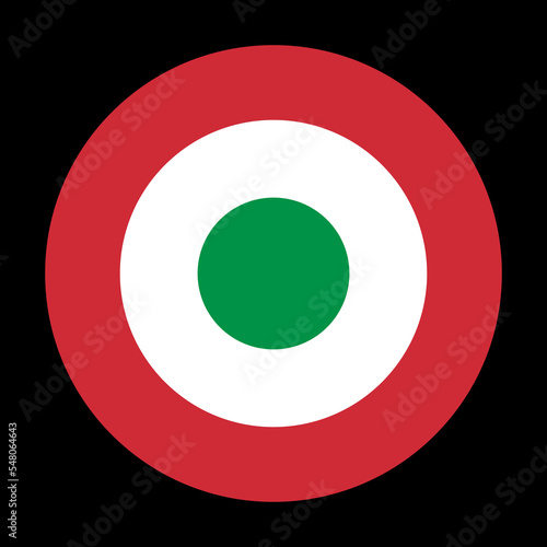 Badge roundel Italy Air force flag vector illustration isolated. Proud military symbol of Italy. National coat of arms of soldier troops. Patriotic air plane emblem. Italian air force ribbon.