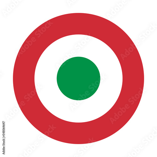 Badge roundel Italy Air force flag vector illustration isolated. Proud military symbol of Italy. National coat of arms of soldier troops. Patriotic air plane emblem. Italian air force ribbon.