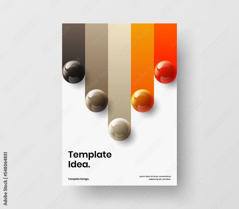 Multicolored company identity vector design illustration. Unique realistic balls annual report template.