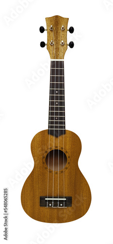 Brown ukulele guitar isolated on a transparent background. photo