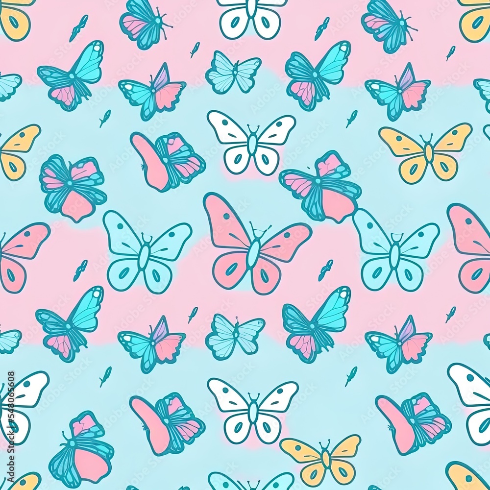 Hand drawn cute butterfly outline background Hand drawn cute butterfly outline background