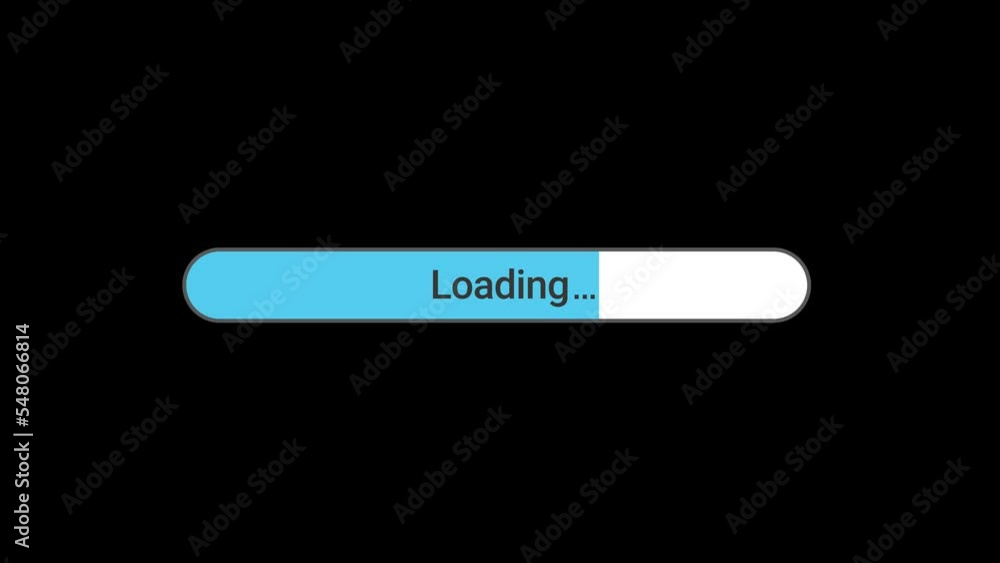 Blue loading bar flat design animation. Progress bar with rounded corners showing load progress, transparent with alpha channel Blue loading bar flat design animation. Progress bar with rounded corners showing load progress, transparent with alpha channel