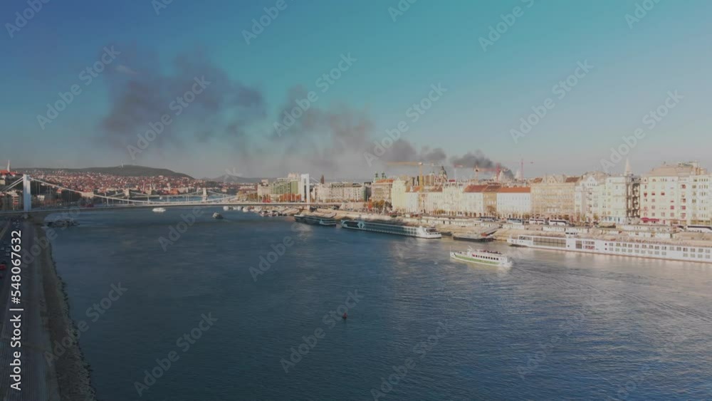 Aerial View Of Budapest Across Danube River Aerial View Of Budapest Across Danube River