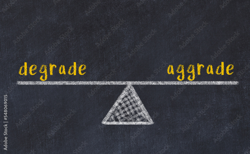 Balance between degrade and aggrade. Chalkboard drawing. Stock ...