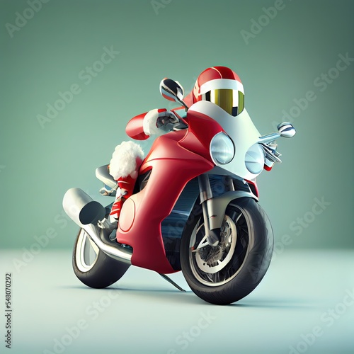 Christmas motorcycle on isolated background