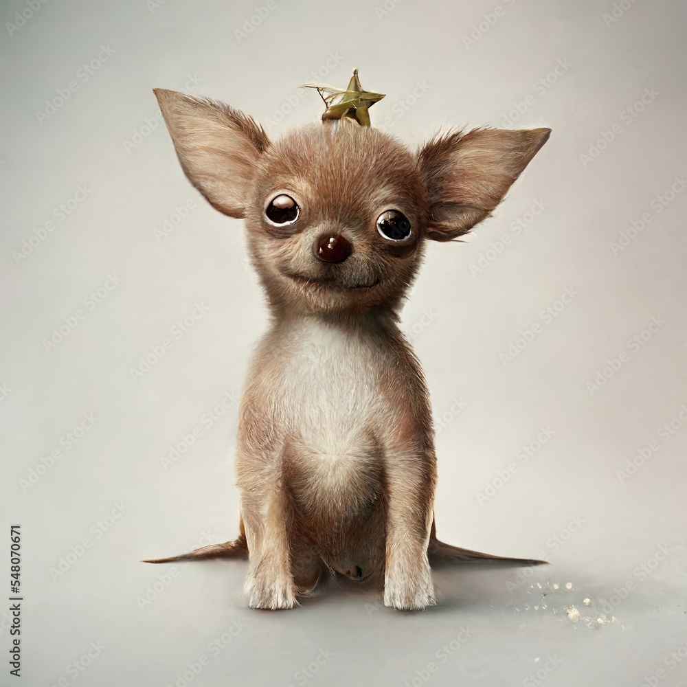 Christmas star dog on isolated background. Christmas puppy with stars