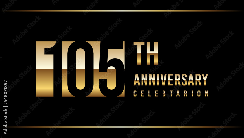 105 Years Anniversary Template Design Illustration With Gold Color Text