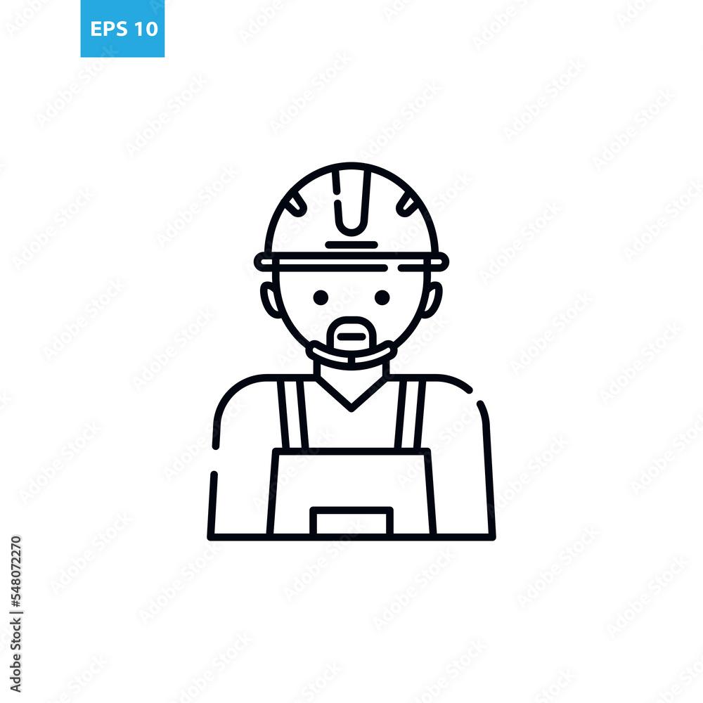 Engineer avatar icon outline Vector illustration