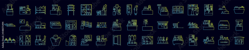 Mall shopping center nolan icons collection vector illustration design Mall shopping center nolan icons collection vector illustration design