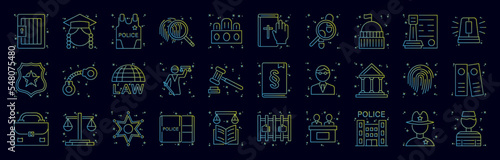 Law and justice nolan icons collection vector illustration design