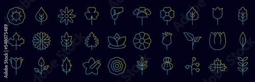 Fototapeta Naklejka Na Ścianę i Meble -  Leaves and flowers nolan icons collection vector illustration design
