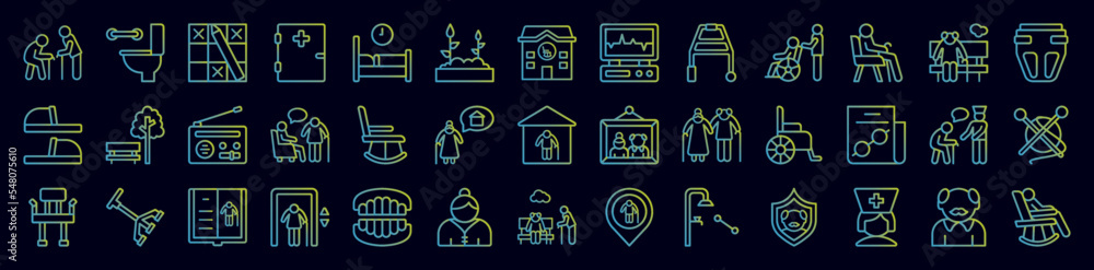 Retirement home nolan icons collection vector illustration design Retirement home nolan icons collection vector illustration design