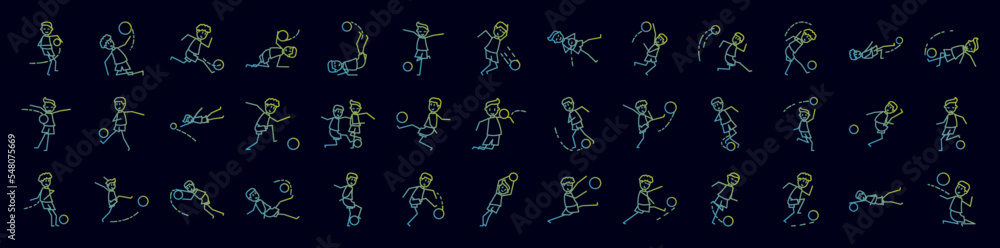 Soccer in action nolan icons collection vector illustration design