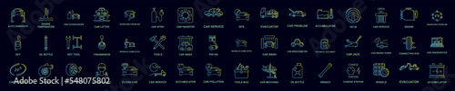 Cars service and repair parts nolan icons collection vector illustration design