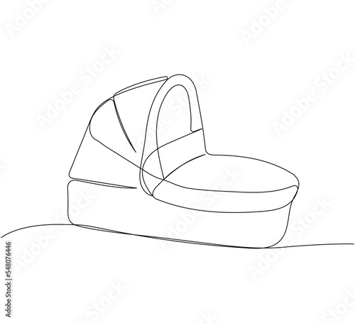 Baby carrier for baby one line art. Continuous line drawing of childhood, safety, protection, car, transportation, personal, children.