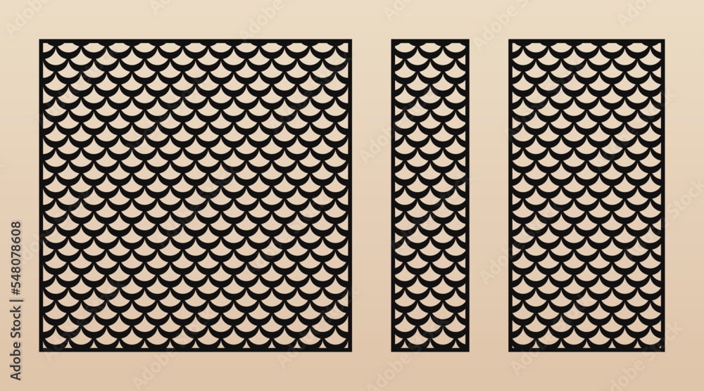 Laser cut patterns. Vector template with abstract geometric background