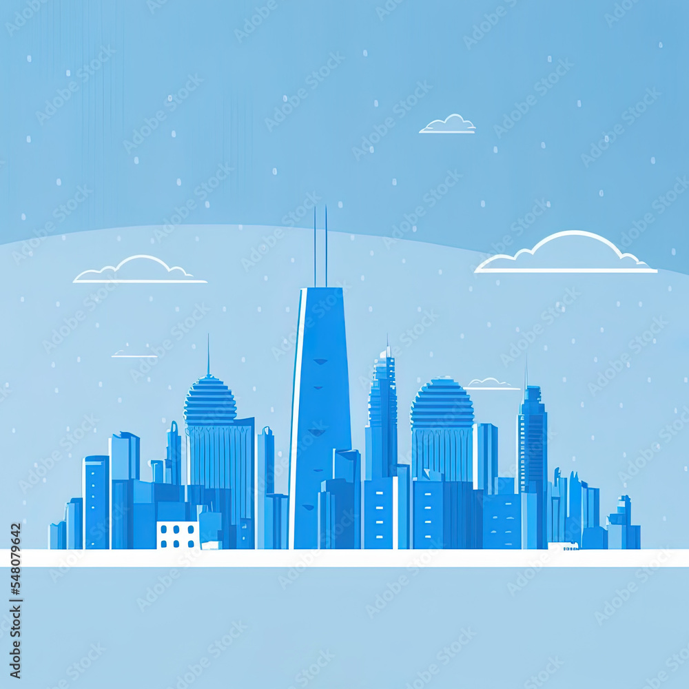 Modern saudi arabia skyline building kingdom tower 2d illustrated illustration abstract blue layout