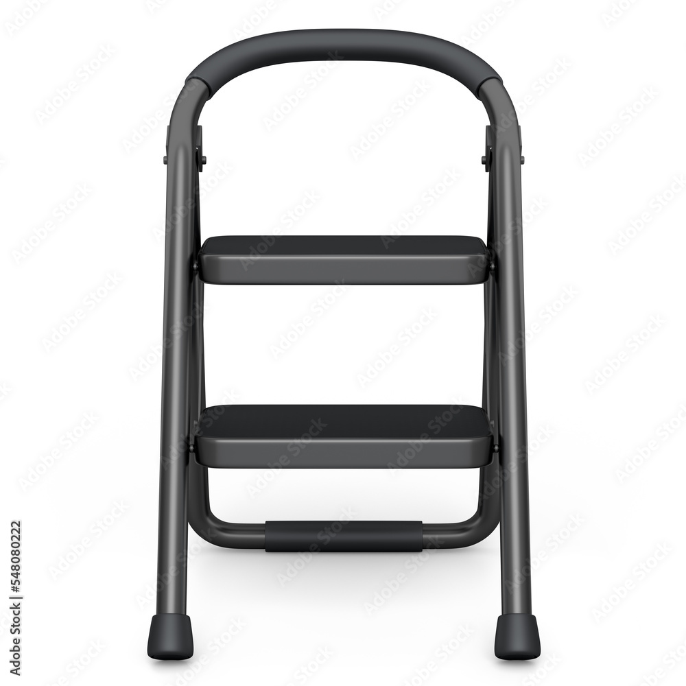 High folding ladder with steps for garden and repair work on white background. High folding ladder with steps for garden and repair work on white background.