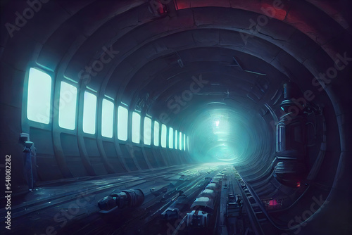 futuristic underground tunnel in the city as background wallpaper header