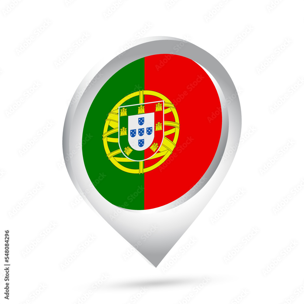 Portugal flag 3d pin icon
