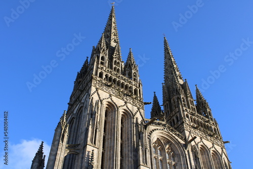 Details of the gothic Cathedral of Saint-Corentin. Quimper, Bretagne, France.