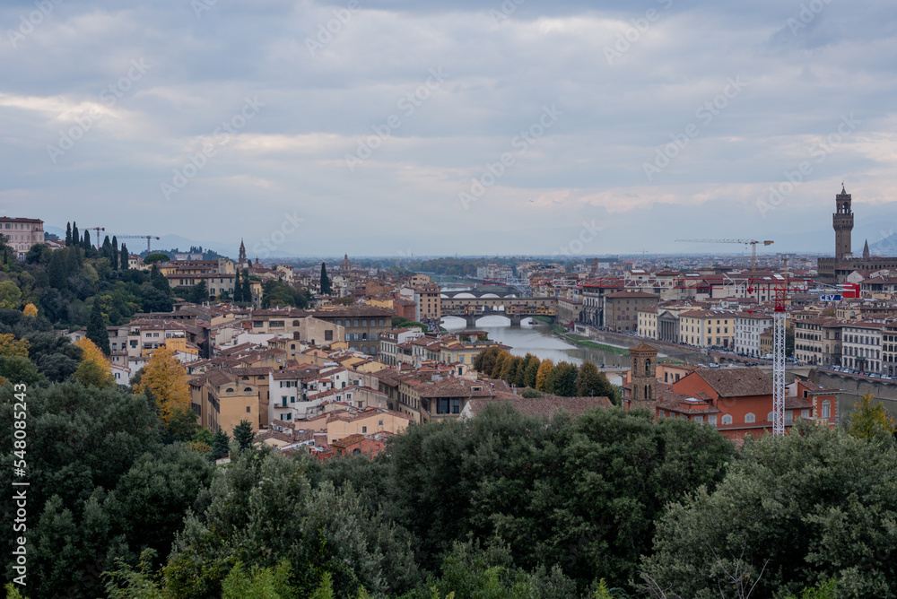 View of city center of Florence city, Tuscany, Italy. Panorama
