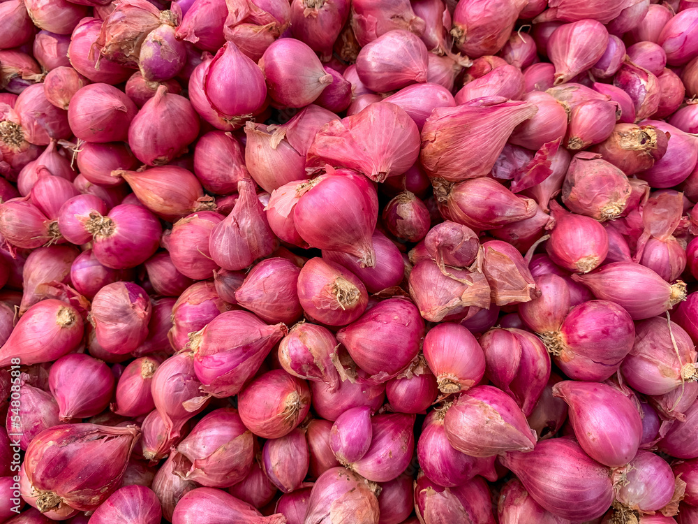 Close-up Shallots, this is an important food ingredient in Indonesia. red onions sold in the market Close-up Shallots, this is an important food ingredient in Indonesia. red onions sold in the market
