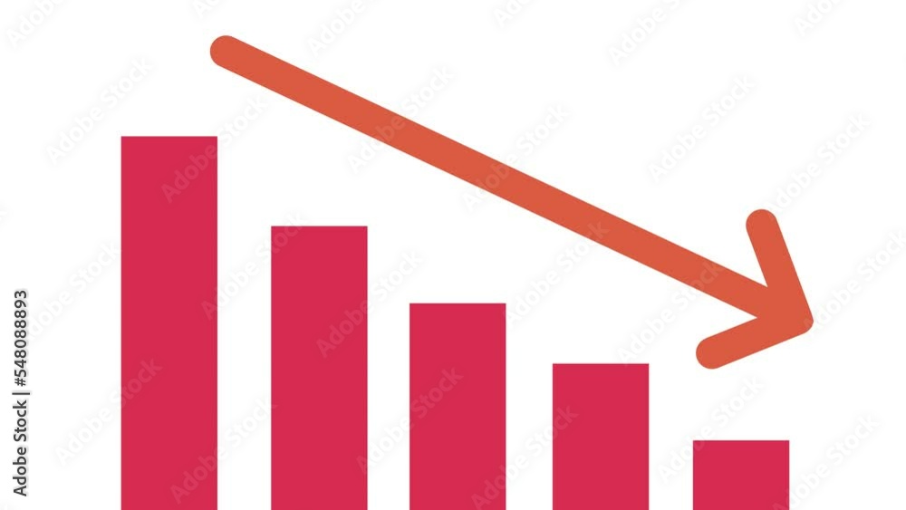 Decrease data. Decreasing profit animation Decrease data. Decreasing profit animation