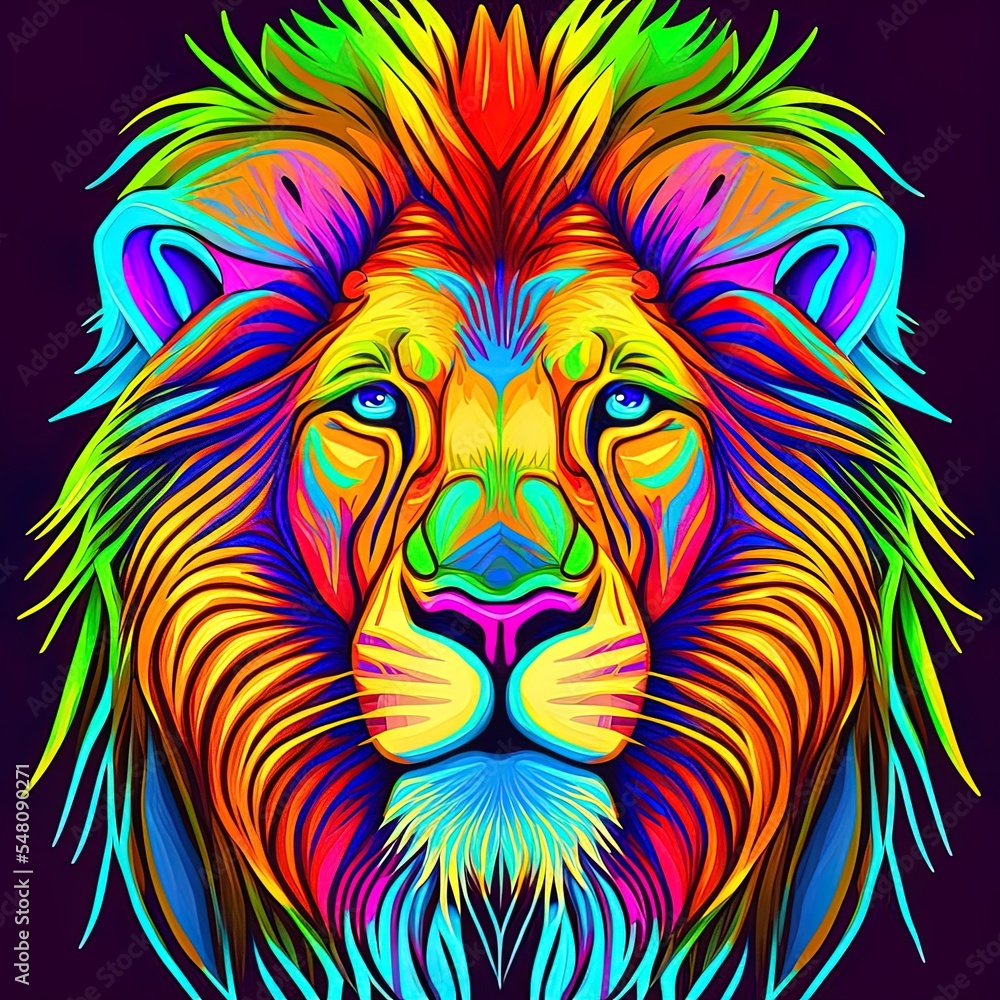 Lion head pop art 2d illustrated