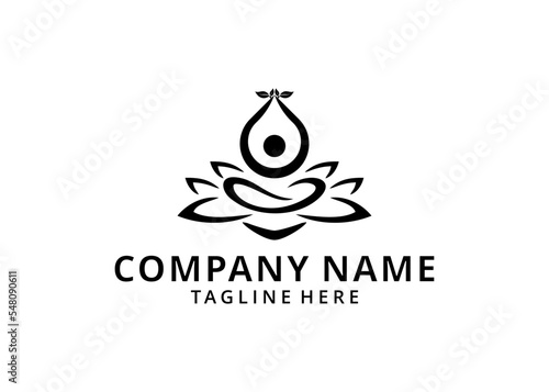 Illustration Yoga logo vector, a man meditation in Natural place.