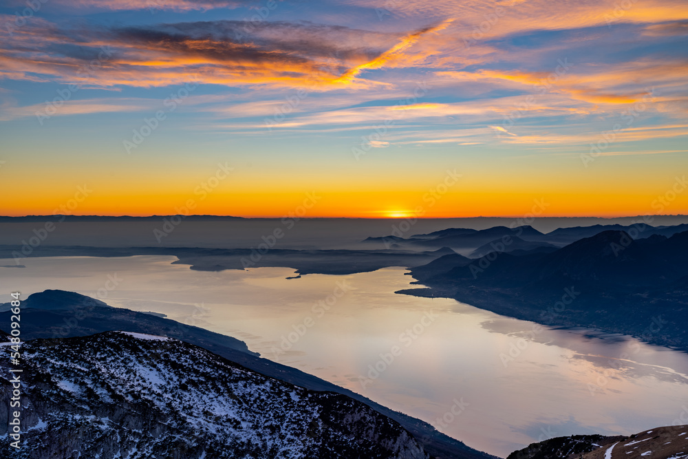 sunset over the lake of Garda, from Monte Baldo