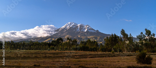 Scenic landscape with Chimborazo volcano